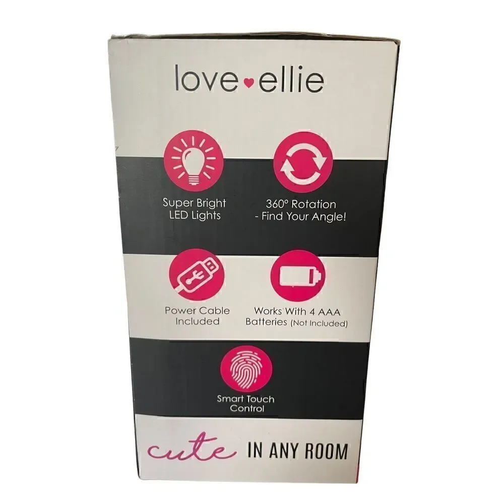 Love Ellie Onyx LED Kitty Makeup Mirror with Storage  USB Charge Dimmable